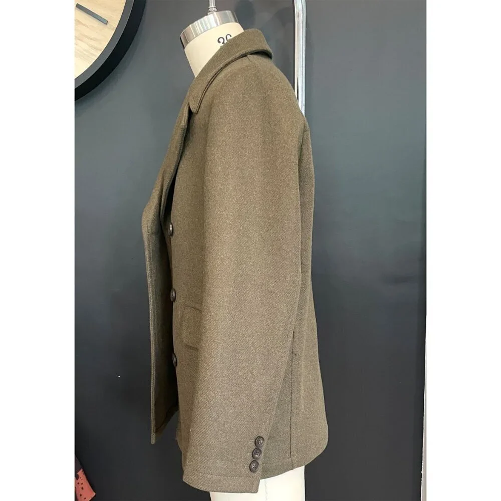 Ted Baker 273719 Mens Olive Green Wool Blend Peacoat Size 2 (M)